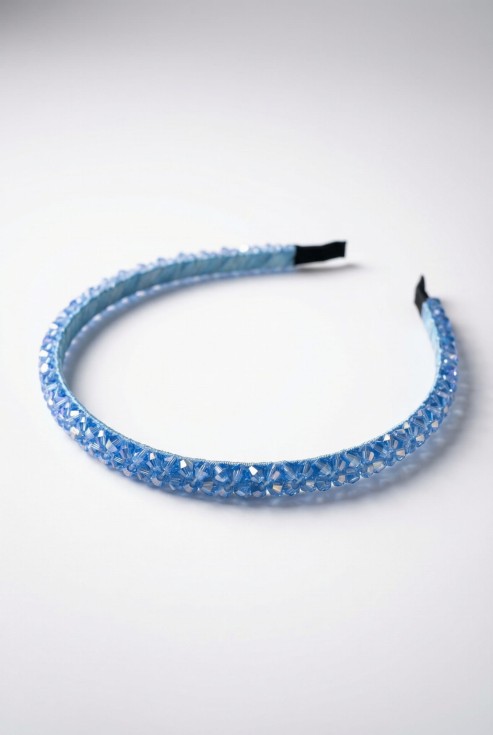 bentita fetițe, bentita cristale, bentita albastră, accesorii elegante copii, bentita cadou, bentita fetițe 6 ani