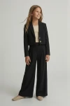 set elegant fetițe Emi negru, top cu mâneci din tul și fustă, ținută Mir