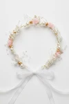 bandă păr fete roz cu floricele și perle, accesoriu Împărtășanie