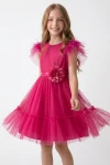 Rochie fucsia Gabi pentru nuntă și serbare, vedere din spate