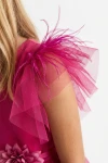 Rochie fucsia de ocazie cu fermoar discret la spate