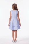 Rochie Harper albastru deschis – spatele, cu funde pe umeri