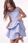 Rochie Harper albastru deschis – cele două straturi ale fustei, de aproape