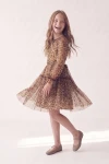 Rochie Holly cu imprimeu leopard – fusta evazată din tul în mișcare, din lateral