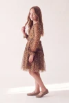 Rochie Holly cu imprimeu leopard – funda de la spate, în talie, din profil