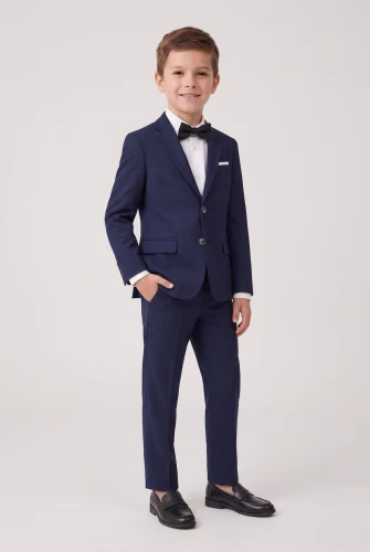 Costum elegant 3 piese pentru băiat Sam bleumarin – sacou, pantaloni și papion