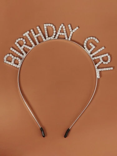 Banda de păr birthday girl argintie