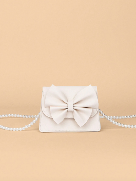 geantă fetițe, geantă elegantă copii, geantă cu fundiță, geantă albă fetițe, accesorii copii, geantă ocazii speciale, geantă material piele, cadou fetițe