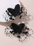 agrafe păr fetițe, agrafe elegante, accesorii păr copii, agrafe dantelă, agrafe perle negre, accesorii fetițe ceremonii, agrafe păr ocazii speciale