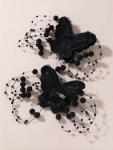 agrafe păr fetițe, agrafe elegante, accesorii păr copii, agrafe dantelă, agrafe perle negre, accesorii fetițe ceremonii, agrafe păr ocazii speciale