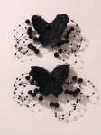 agrafe păr fetițe, agrafe elegante, accesorii păr copii, agrafe dantelă, agrafe perle negre, accesorii fetițe ceremonii, agrafe păr ocazii speciale