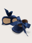 Pantofiori eleganți din catifea bleumarin pentru botez bebeluși